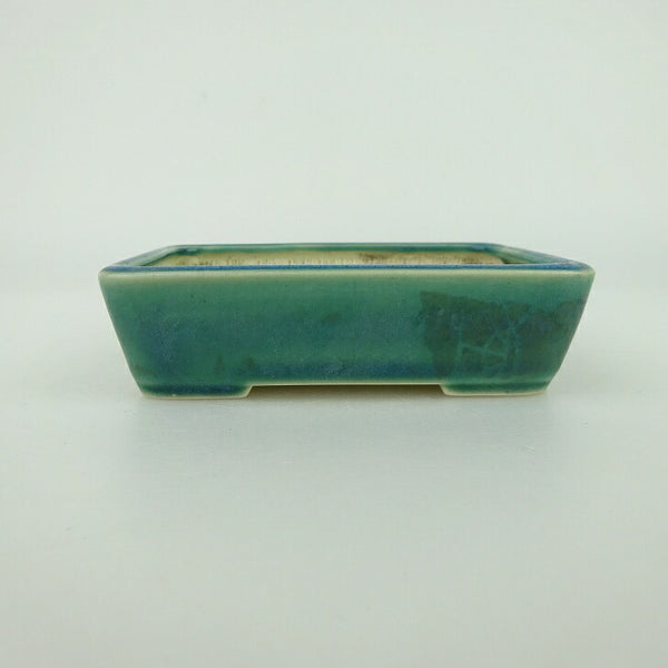中古盆栽鉢 青香 小鉢 長辺 約9.5cm 長方鉢 釉薬  中古鉢 t1198410473