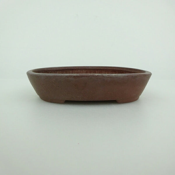 中古盆栽鉢 青香 小鉢 長辺 約9.7cm 楕円鉢 泥物  中古鉢 m1198403495