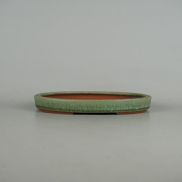 中古盆栽鉢 燿山 小型 長辺 約 18.4cm 楕円鉢 釉薬  中古鉢 t1198414403