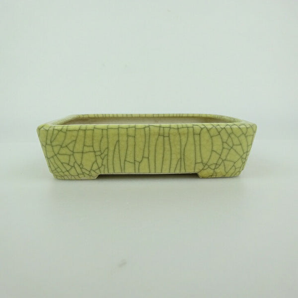 中古盆栽鉢 青香 小型 長辺 約 12.4cm 長方鉢 貫入 釉薬  中古鉢 s1198413931