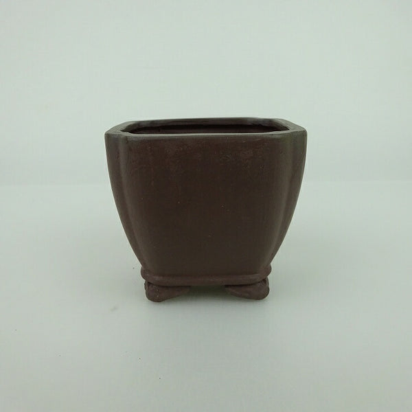 中古盆栽鉢 青香 小鉢 長辺 約6.5cm 正方鉢 隅入 雲足 下帯 泥物  中古鉢 f1198412229