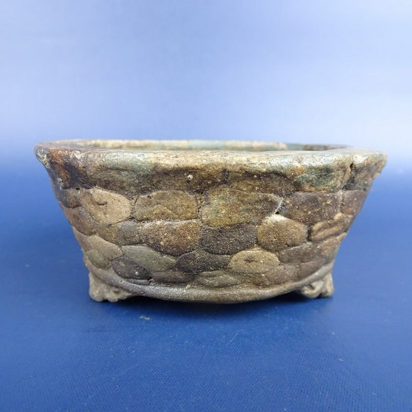 中古盆栽鉢 清水 利重 小鉢 長辺 約9.3cm 丸鉢 雲足  中古鉢 f1198412563