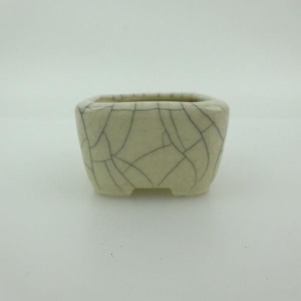 中古盆栽鉢 青香 豆鉢 長辺 約4.5cm 正方鉢 貫入 釉薬  中古鉢 x1198411987