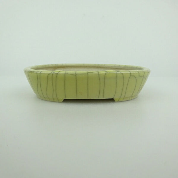 中古盆栽鉢 青香 小鉢 長辺 約10cm 楕円鉢 貫入 釉薬  中古鉢 w1198409983