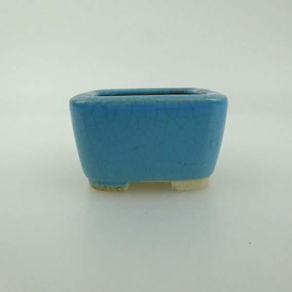 中古盆栽鉢 青香 豆鉢 長辺 約4.5cm 正方鉢 貫入 釉薬  中古鉢 v1198439615