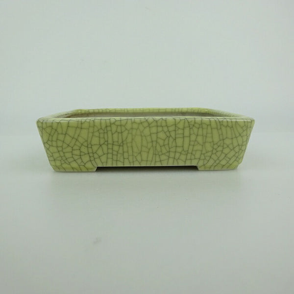 中古盆栽鉢 青香 小型 長辺 約 12cm 長方鉢 貫入 釉薬  中古鉢 r1198402044