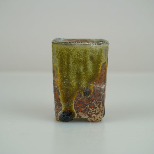 中古盆栽鉢 燿 小鉢 高さ 約3.8cm 正方鉢 釉薬  中古鉢 c1198407330