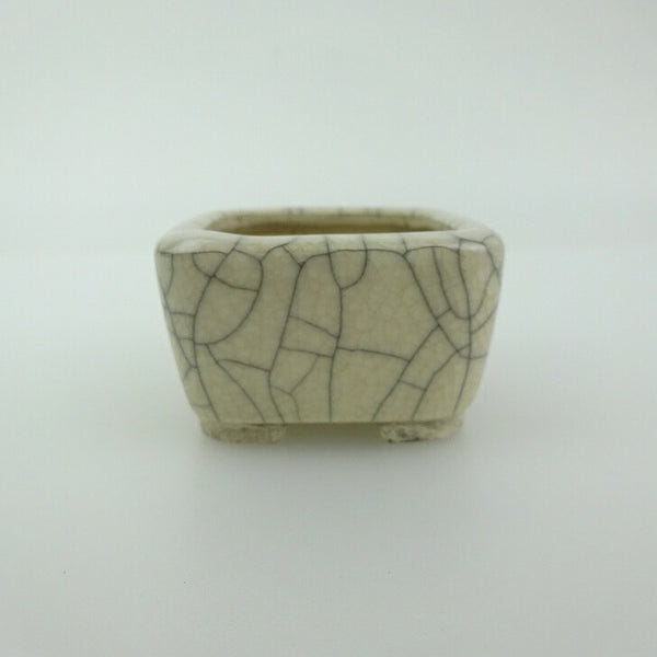 中古盆栽鉢 青香 豆鉢 長辺 約4.5cm 正方鉢 貫入 釉薬  中古鉢 w1198413858