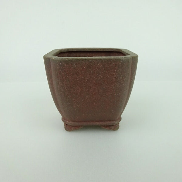 中古盆栽鉢 青香 小鉢 長辺 約6.5cm 正方鉢 隅入 雲足 下帯 泥物  中古鉢 v1198436136