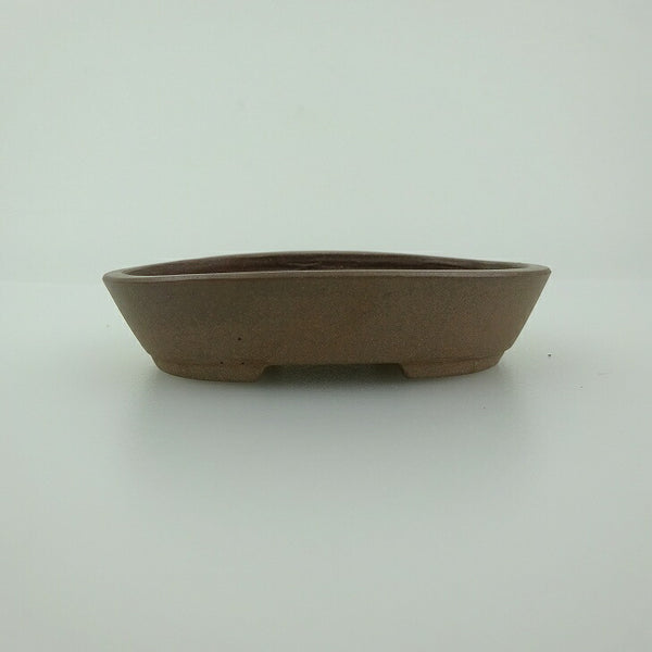 中古盆栽鉢 青香 小鉢 長辺 約8.2cm 楕円鉢 泥物  中古鉢 g1198413295