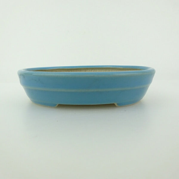 中古 盆栽鉢 青香 小型 長辺 約 12cm 楕円鉢 中帯 釉薬  中古鉢 n1198405043