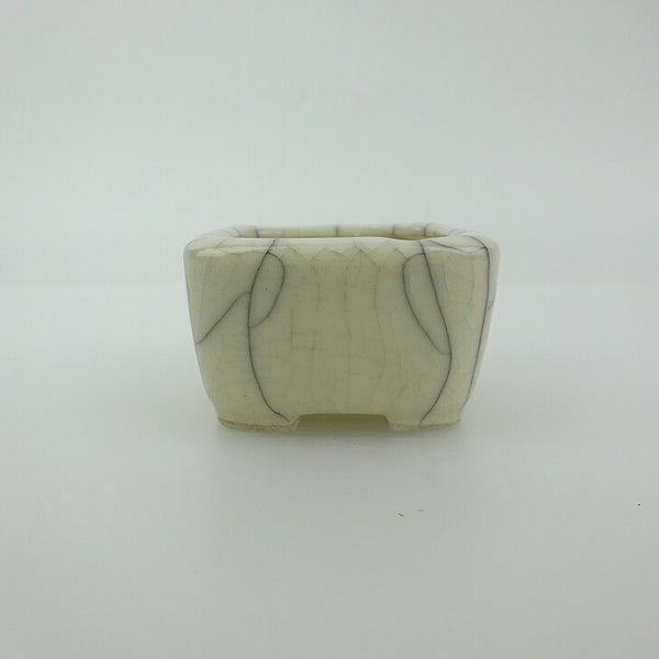 中古盆栽鉢 青香 豆鉢 長辺 約4.6cm 正方鉢 貫入 釉薬  中古鉢 1198406166