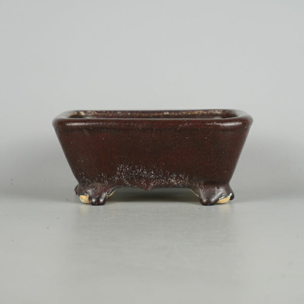 中古 盆栽鉢 忠寛 小型 長辺 約 13.8cm 長方鉢 釉薬  中古鉢 c1198406190
