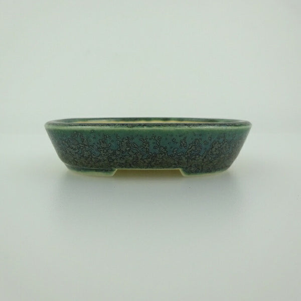 中古盆栽鉢 青香 小鉢 長辺 約8.5cm 楕円鉢 釉薬  中古鉢 e1198412184