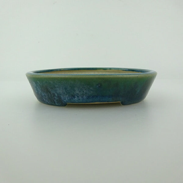 中古 盆栽鉢 青香 小型 長辺 約 12cm 楕円鉢 釉薬  中古鉢 l1198408332