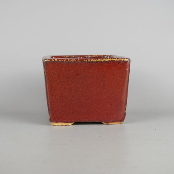 中古盆栽鉢 広東鉢 小型 長辺 約14.2cm 正方鉢 釉薬  中古鉢 w1198415550