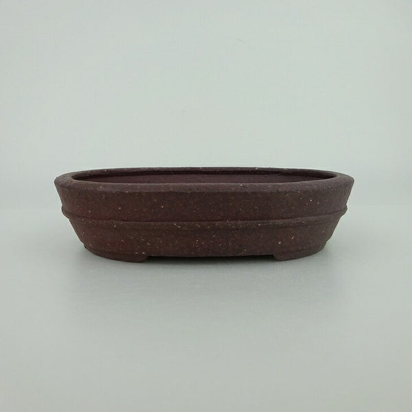 中古盆栽鉢 青香 小型 長辺 約 14.8cm 楕円鉢中帯 泥物  中古鉢 k1198407390