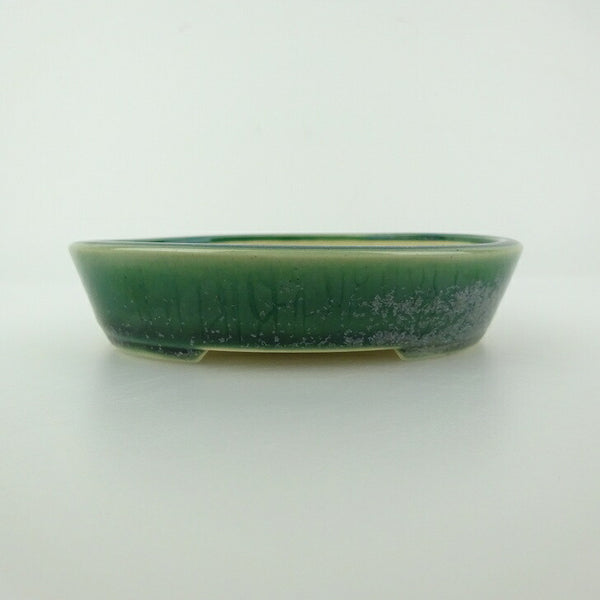 中古 盆栽鉢 青香 小型 長辺 約 12cm 楕円鉢 釉薬  中古鉢 j1198415464