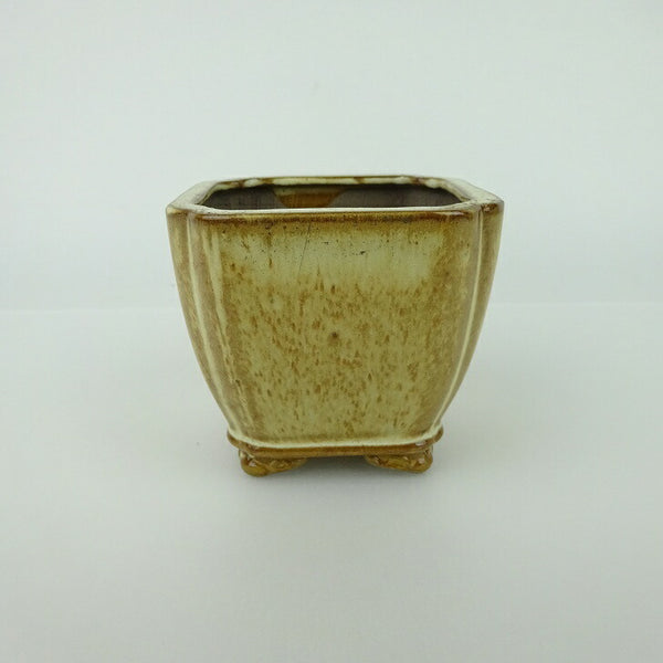中古盆栽鉢 青香 小鉢 長辺 約6.5cm 正方鉢 隅入 雲足 下帯 釉薬  中古鉢 q1198410945