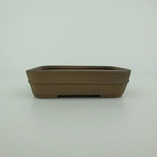 中古盆栽鉢 青香 小鉢 長辺 約9.3cm 長方鉢 中帯 泥物  中古鉢 n1198408085