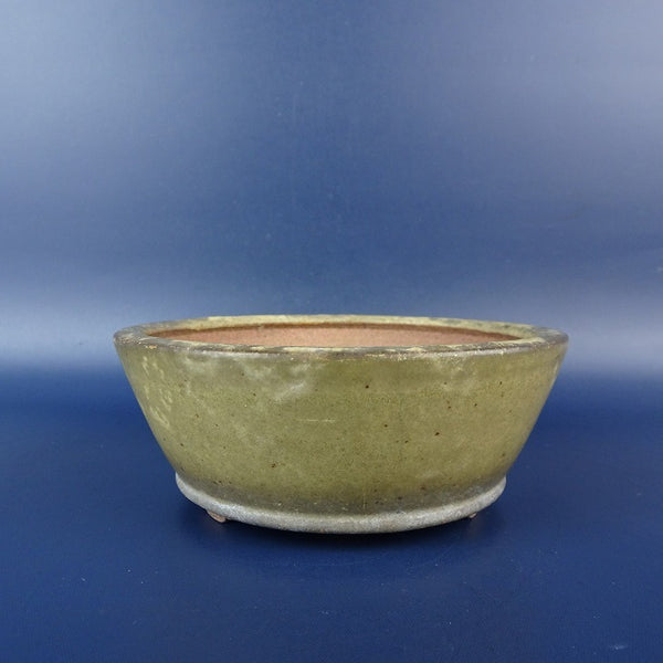 中古盆栽鉢 竹鳳 小型 長辺 約 11.2cm 丸鉢 下帯 釉薬  中古鉢 f1198410632