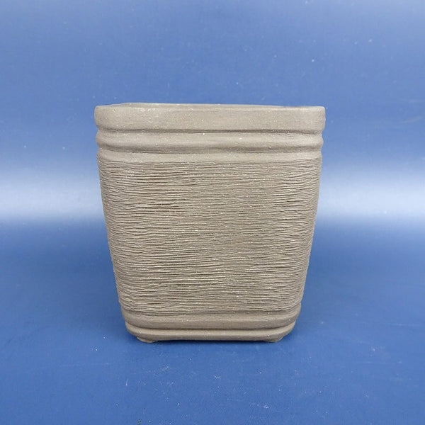 中古盆栽鉢 神戸 小鉢 高さ 約7.5cm 正方鉢 上下帯 刷毛模様 泥鉢  中古鉢 d1198424171