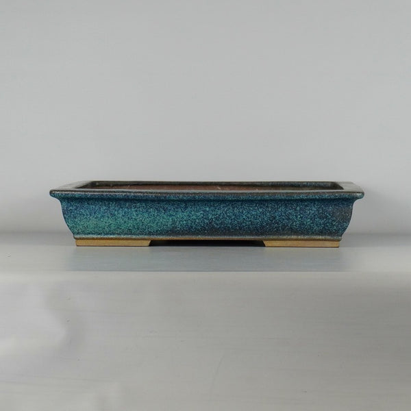 中古盆栽鉢 碧翠 水庄園製 大型 長辺 約 46.5cm 長方鉢 外縁 下帯 釉薬  中古鉢 m1198405640