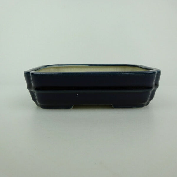 中古盆栽鉢 青香 小型 長辺 約 14.5cm 長方鉢 隅入 中帯 釉薬  中古鉢 d1198424129