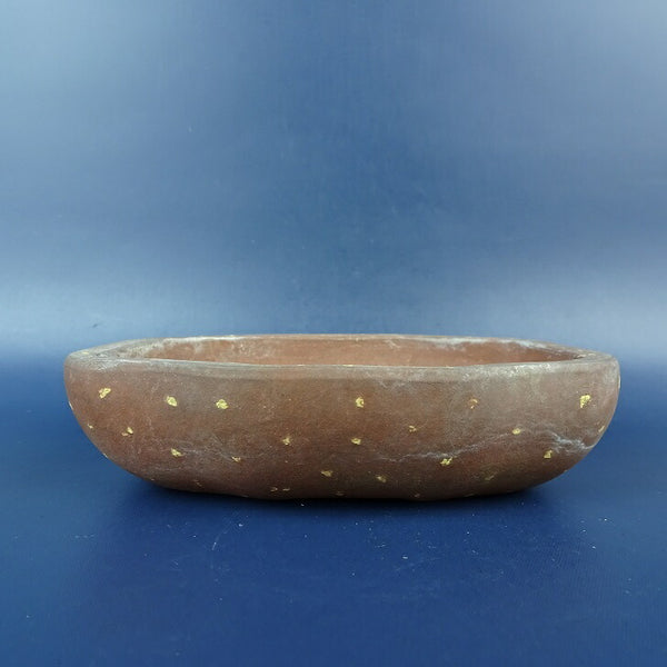 中古盆栽鉢 中国宜興 小型 長辺 約11.6cm 変形 長方鉢 梨皮 泥鉢 中国鉢  中古鉢 1198401293