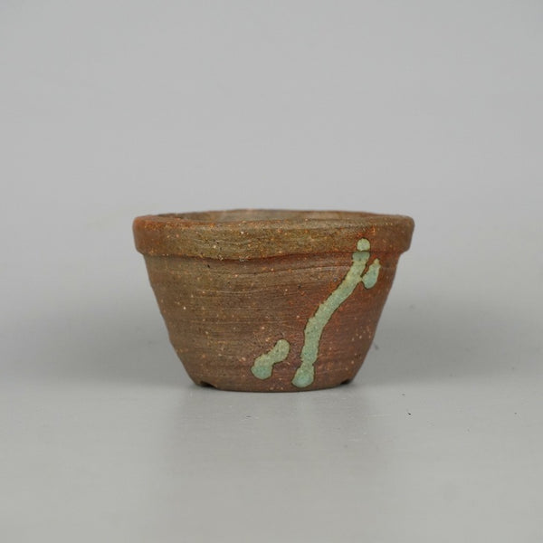 中古盆栽鉢 常滑 片岡美津江 小鉢 長辺 約9cm 丸鉢 泥物  中古鉢 1198403042