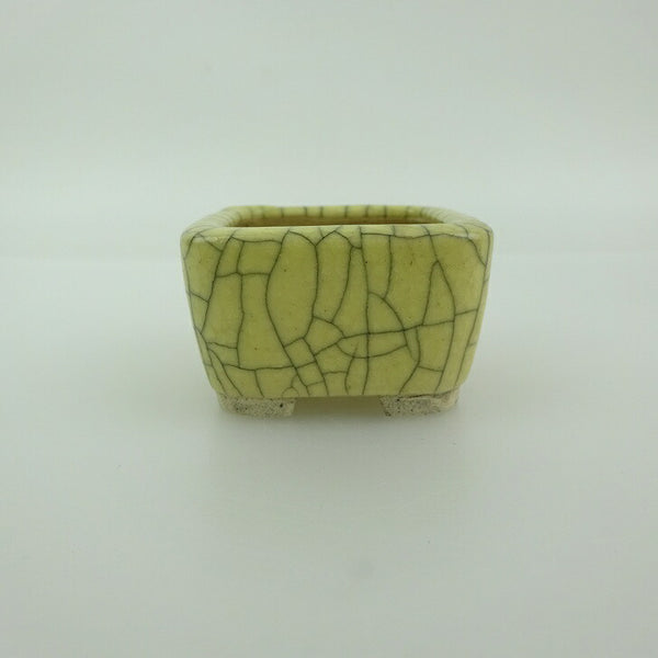 中古盆栽鉢 青香 豆鉢 長辺 約4.5cm 正方鉢 貫入 釉薬  中古鉢 m1198407337