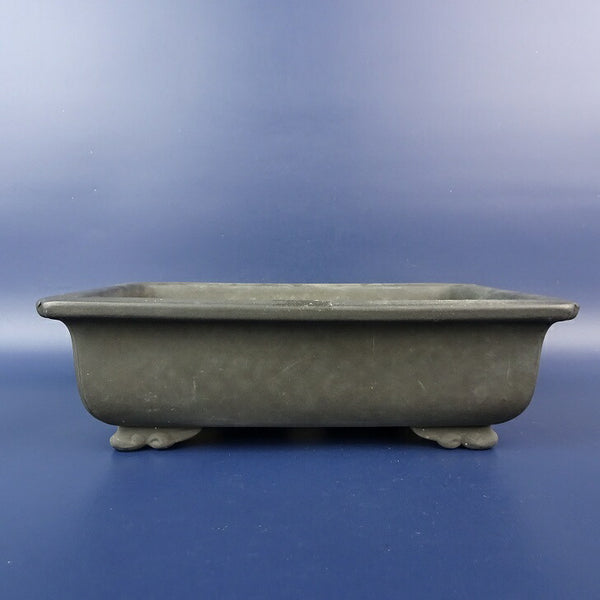 中古 盆栽鉢 常滑 千交苑 中型 長辺 約21cm 長方鉢 外縁 隅入 雲足 泥物  中古鉢 x1198412783