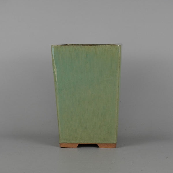 中古 盆栽鉢 青交趾 中型 高さ 約21.5cm 正方鉢 釉薬  中古鉢 r1198409767