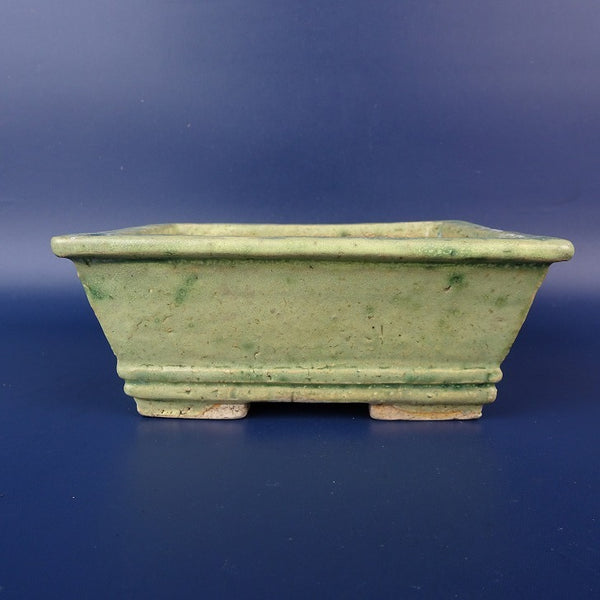 中古 盆栽鉢 忠寛 小型 長辺 約13.3cm 長方鉢 外縁 下帯 釉薬  中古鉢 c1198413752