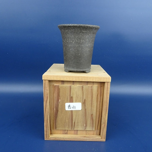 中古盆栽鉢 香山 高さ 約7cm 丸鉢 外縁 泥鉢 箱付  中古鉢 l1198411770