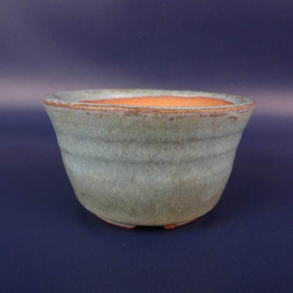 中古 盆栽鉢 青風 小鉢 長辺 約8cm 丸鉢 釉薬 中古鉢 q1198417709