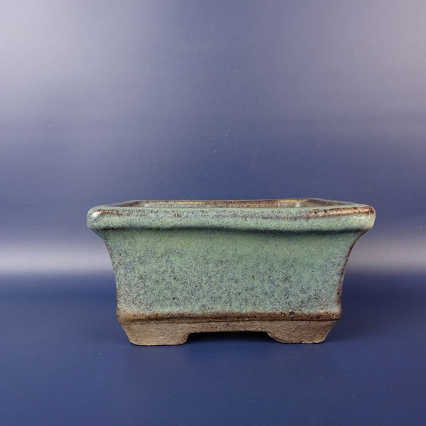 中古盆栽鉢 信楽 落款なし 小型 長辺 約 14.5cm 長方鉢 外縁 釉薬  中古鉢 x1198411347