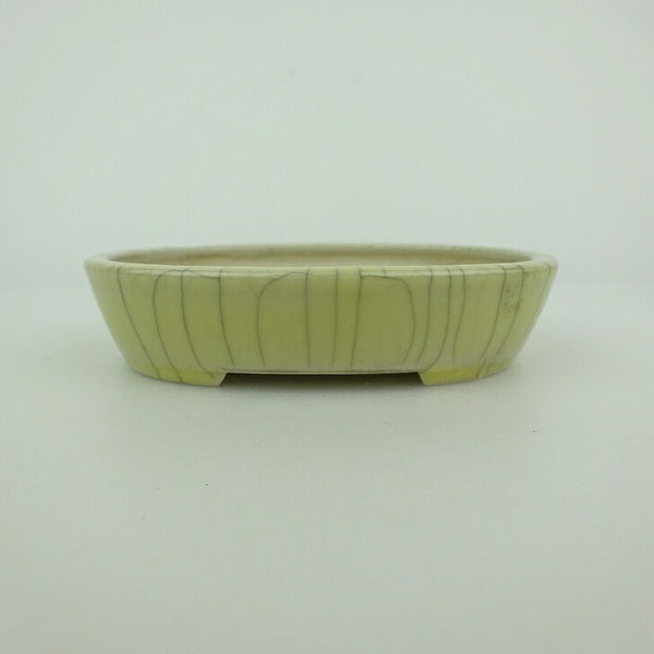 中古盆栽鉢 青香 小鉢 長辺 約10cm 楕円鉢 貫入 釉薬  中古鉢 h1198427263