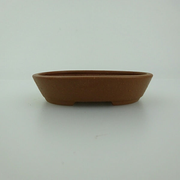 中古 盆栽鉢 青香 小鉢 長辺 約8.6cm 楕円鉢 泥物  中古鉢 w1198410083