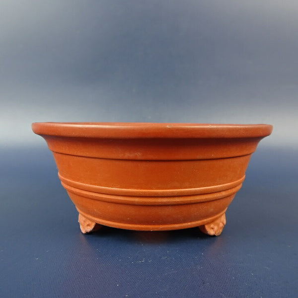 中古 盆栽鉢 常滑 千交苑 小鉢 長辺 約8.1cm 丸鉢 外縁 雲足 中帯 泥物  中古鉢 n1198406880