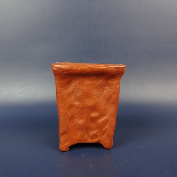 中古盆栽鉢 福専 小鉢 高さ 約 6.4cm 正方鉢 外縁 泥鉢  中古鉢 b1198419978