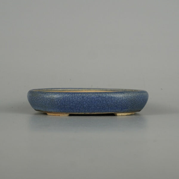 中古 盆栽鉢 権山 小型 長辺 約 12.2cm 楕円鉢 貫入 釉薬  中古鉢 w1198408185