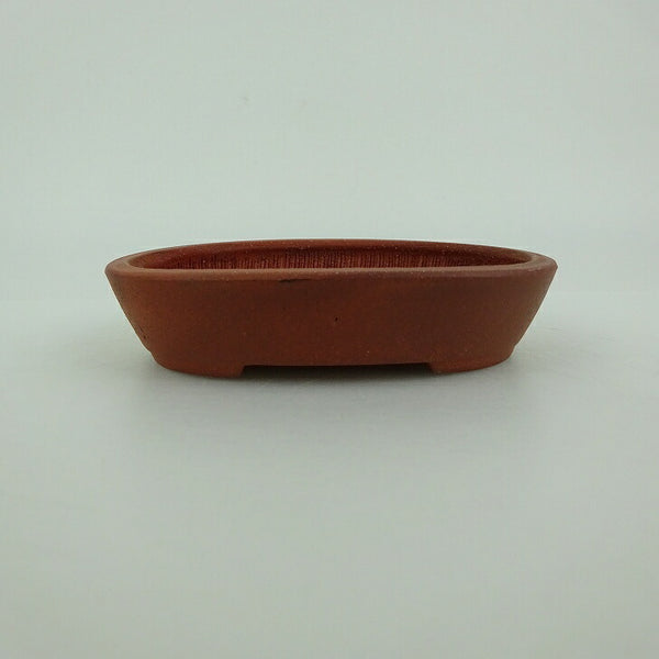 中古盆栽鉢 青香 小鉢 長辺 約9.8cm 楕円鉢 泥物  中古鉢 o1198430252