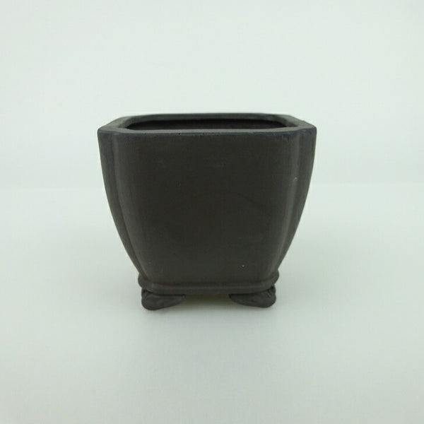 中古盆栽鉢 青香 小鉢 長辺 約6.5cm 正方鉢 隅入 雲足 下帯 泥物  中古鉢 o1198421048