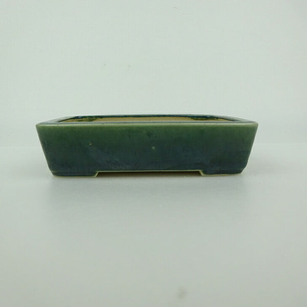 中古 盆栽鉢 青香 小型 長辺 約 12cm 長方鉢 釉薬  中古鉢 r1198411900