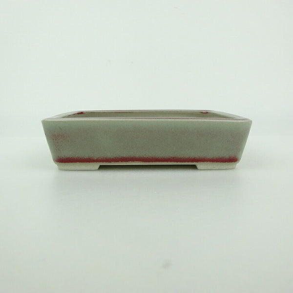 中古 盆栽鉢 青香 小型 長辺 約 12.1cm 長方鉢 釉薬  中古鉢 q1198411189