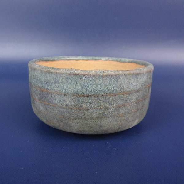 中古 盆栽鉢 青風 小鉢 長辺 約7.6cm 丸鉢 釉薬 中古鉢 p1198417329