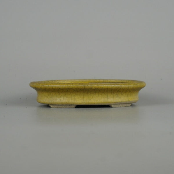 中古 盆栽鉢 権山 小型 長辺 約 12.2cm 楕円鉢 外縁 貫入 釉薬  中古鉢 x1198409248