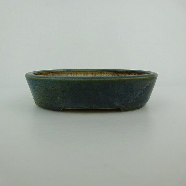 中古盆栽鉢 青香 小型 長辺 約 14.8cm 楕円鉢 釉薬  中古鉢 w1198414165