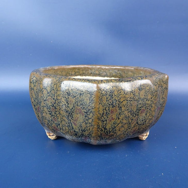 中古 盆栽鉢 忠寛 小型 長辺 約13cm 輪花鉢 釉薬  中古鉢 d1198428009